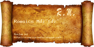 Romsics Máté névjegykártya